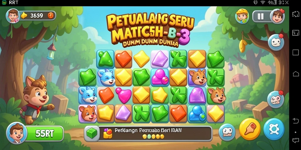 Screenshot gameplay 55RT menampilkan kombinasi item yang seru.