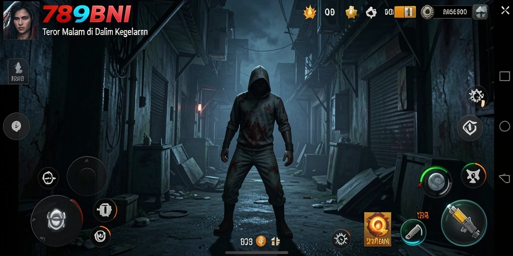 Tampilan gameplay menegangkan di dunia kegelapan penuh misteri.