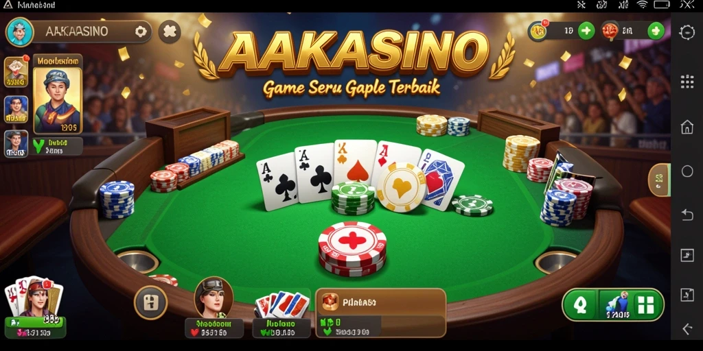 Tampilan aplikasi AAKASINO dengan permainan Gaple yang seru.