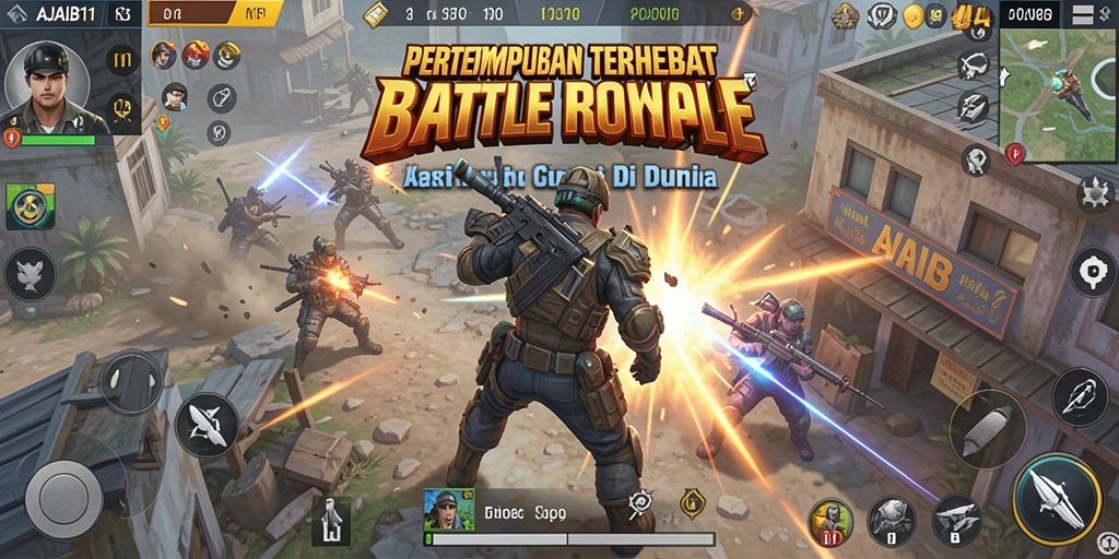 Screenshot utama AJAIB11 menampilkan momen seru dalam pertempuran Battle Royale.