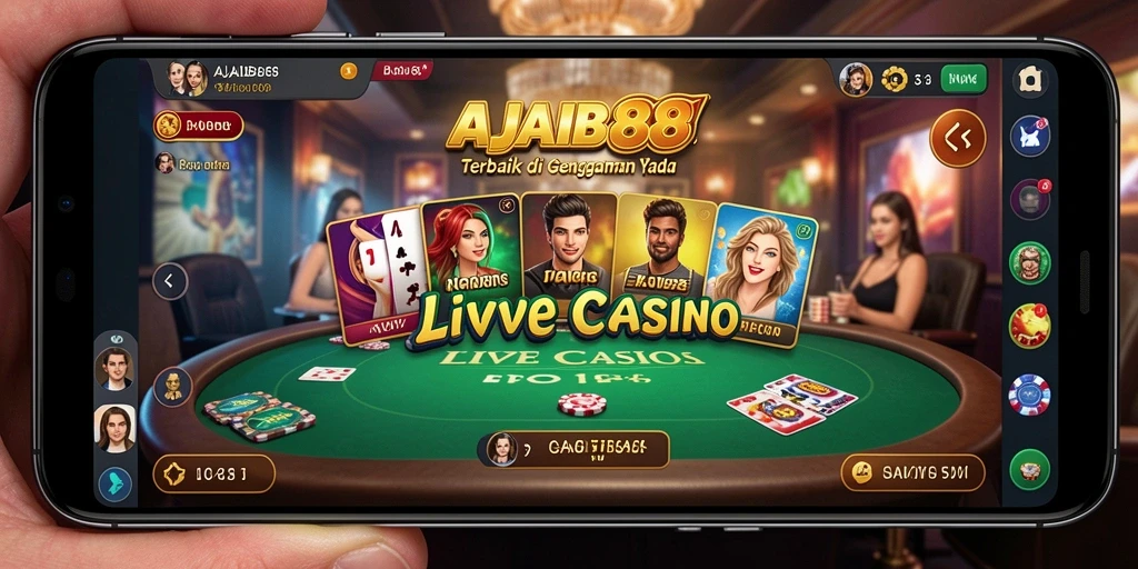Screenshot AJAIB88 menampilkan dealer profesional dan permainan Live Casino yang menarik.
