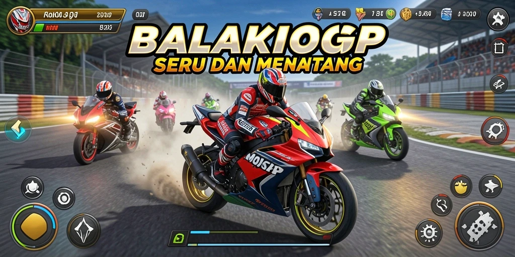 Gameplay seru dalam COLOKSGP dengan motor balap yang mengesankan.