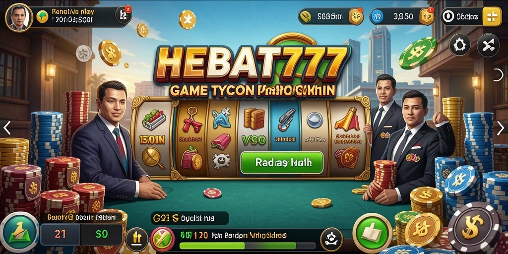 Screenshot HEBAT777 menampilkan aksi seru dalam membangun kerajaan bisnis.