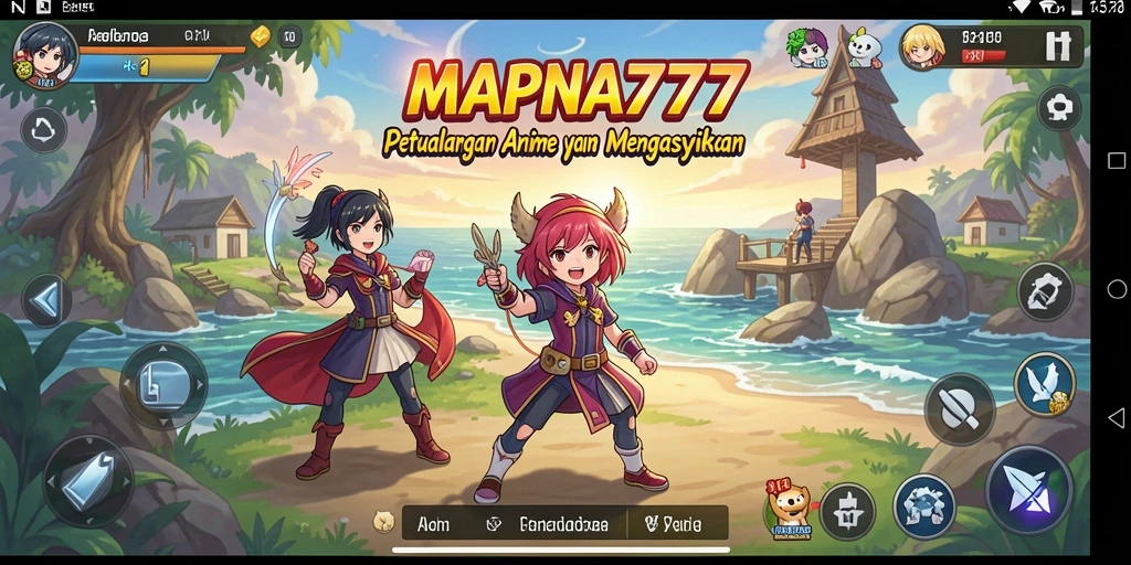 Tangkapan layar MAPNA777 menampilkan karakter Anime beraksi di dunia fantastis.