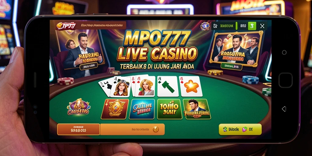 Screenshot MPO777 menampilkan dealer real-time dalam permainan kasino yang seru.