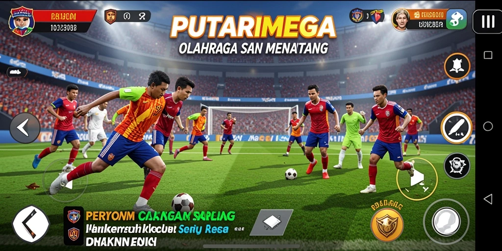 Tangkapan layar utama PUTARMEGA menampilkan aksi permainan olahraga yang seru.